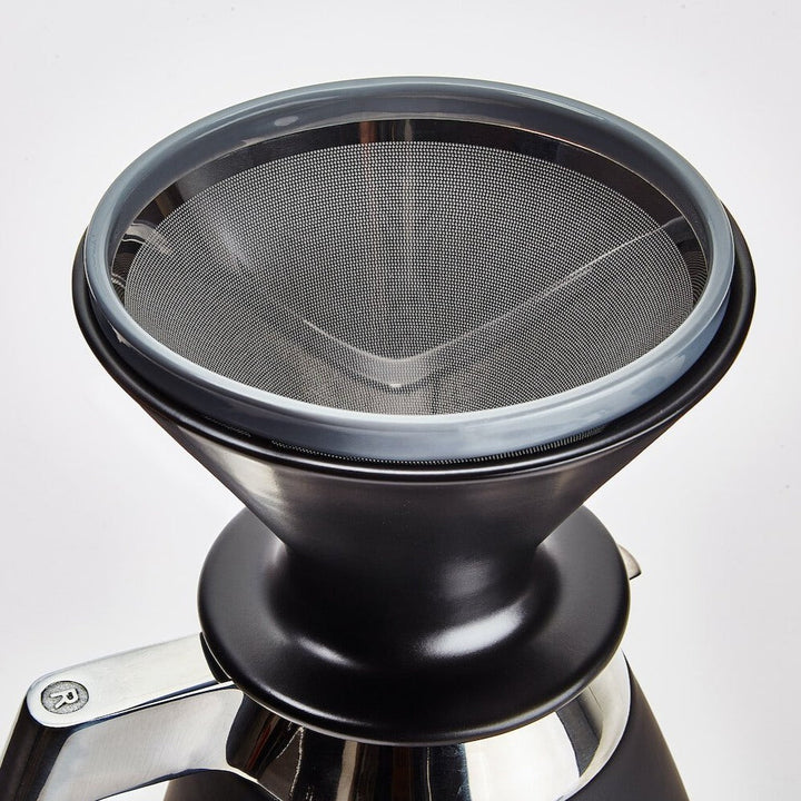 Black Able Kone filter seated in a Ratio coffee machine - batch brew gear from Inheritance Coffee, Pensacola, FL