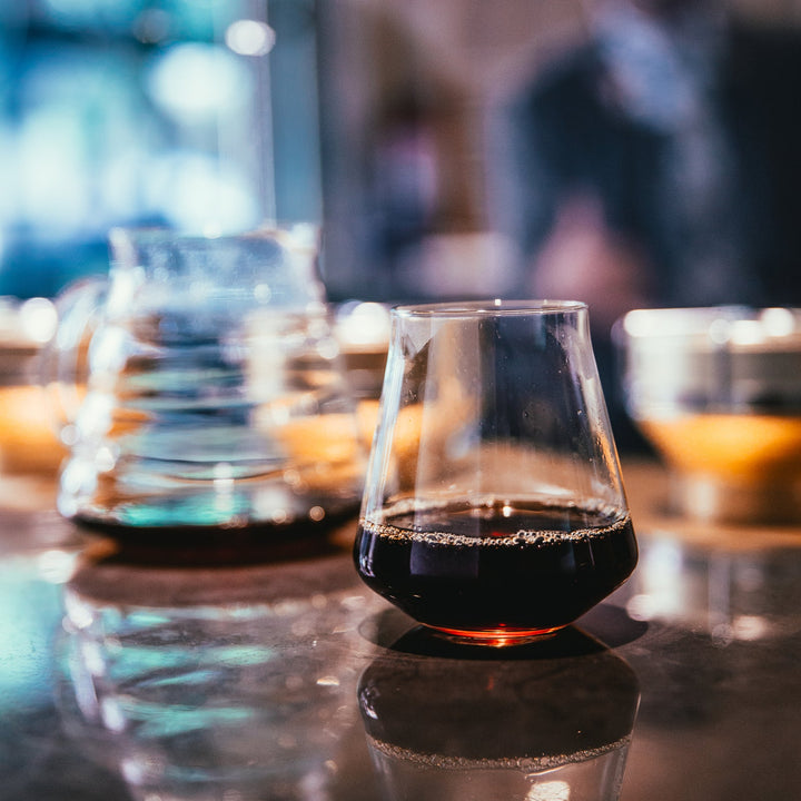 Pour-over coffee brewed in glassware on a coffee bar - serving great church coffee with Inheritance Coffee, Pensacola, FL