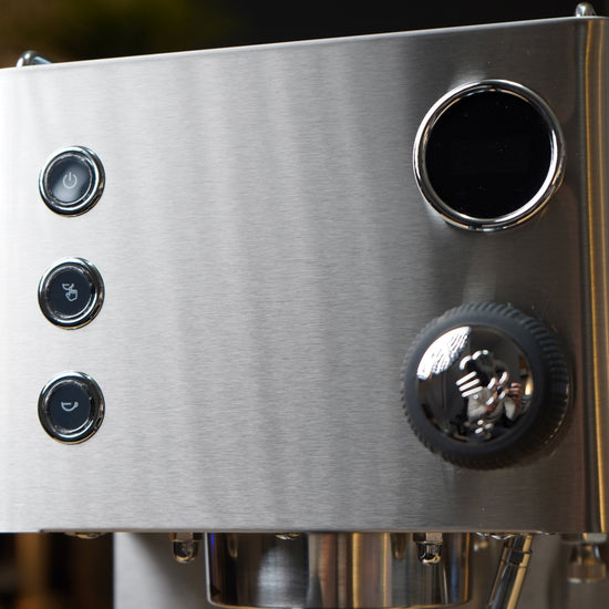 Turin Legato V2 control buttons and steam knob, close view, from Inheritance Coffee in Pensacola, FL for home brewers and cafes