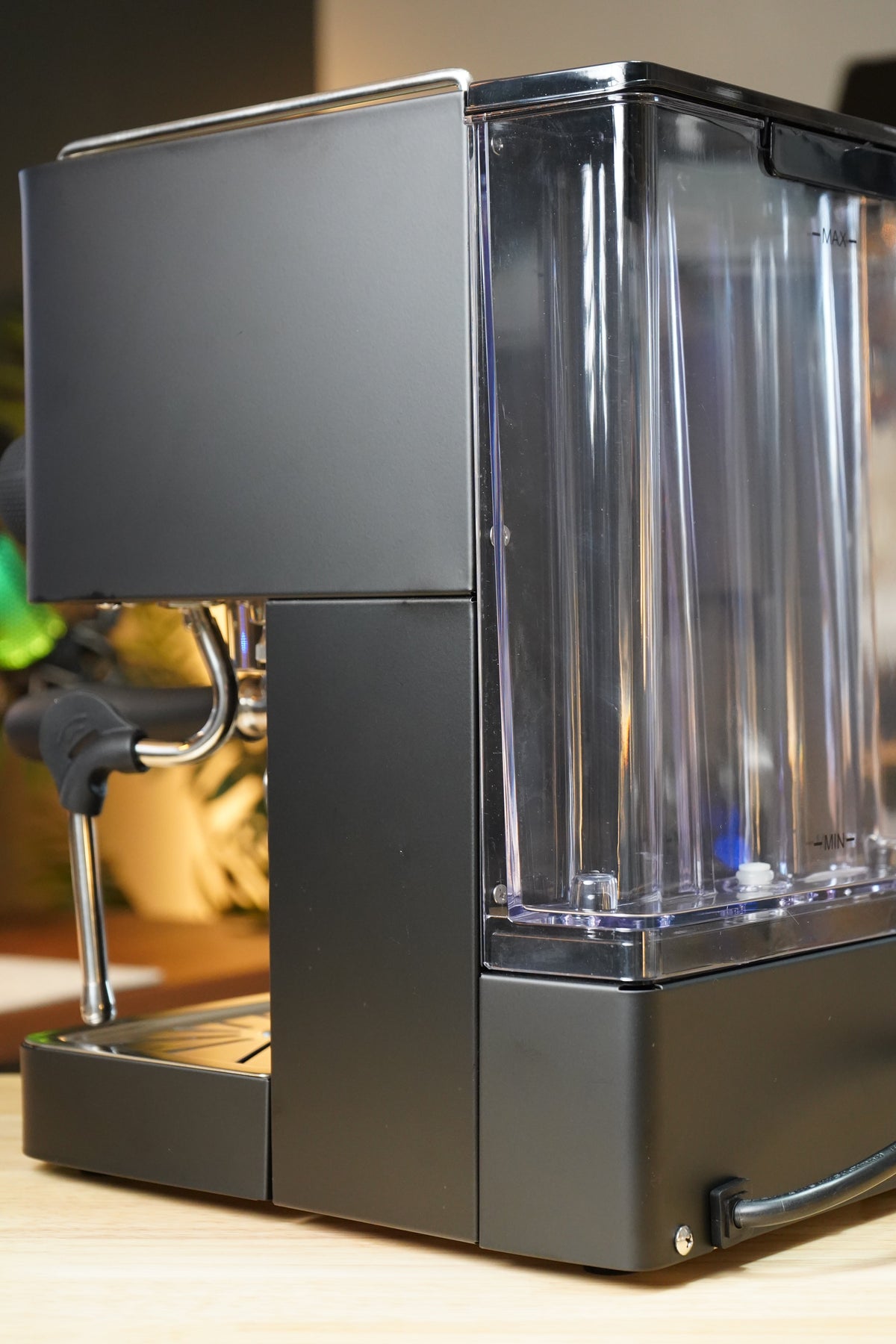 Turin Legato V2 black machine, rear three-quarter view, for home baristas and cafes from Inheritance Coffee in Pensacola, FL