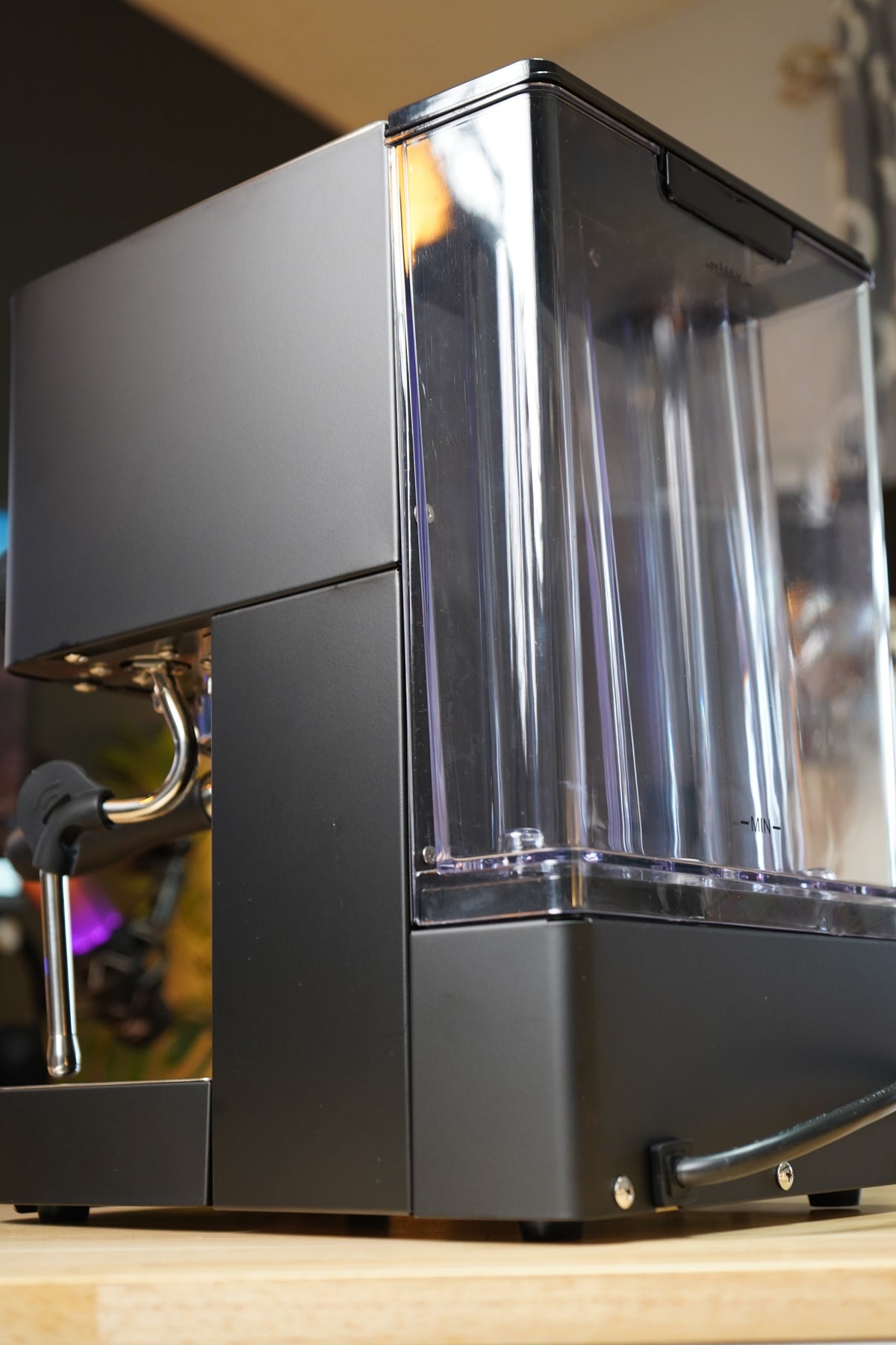 Turin Legato V2 black water reservoir, rear view, from Inheritance Coffee in Pensacola, FL for home brewers and cafes