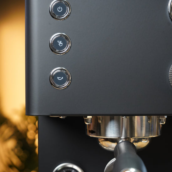 Turin Legato V2 black control buttons and steam wand, for home baristas and cafes from Inheritance Coffee in Pensacola, FL