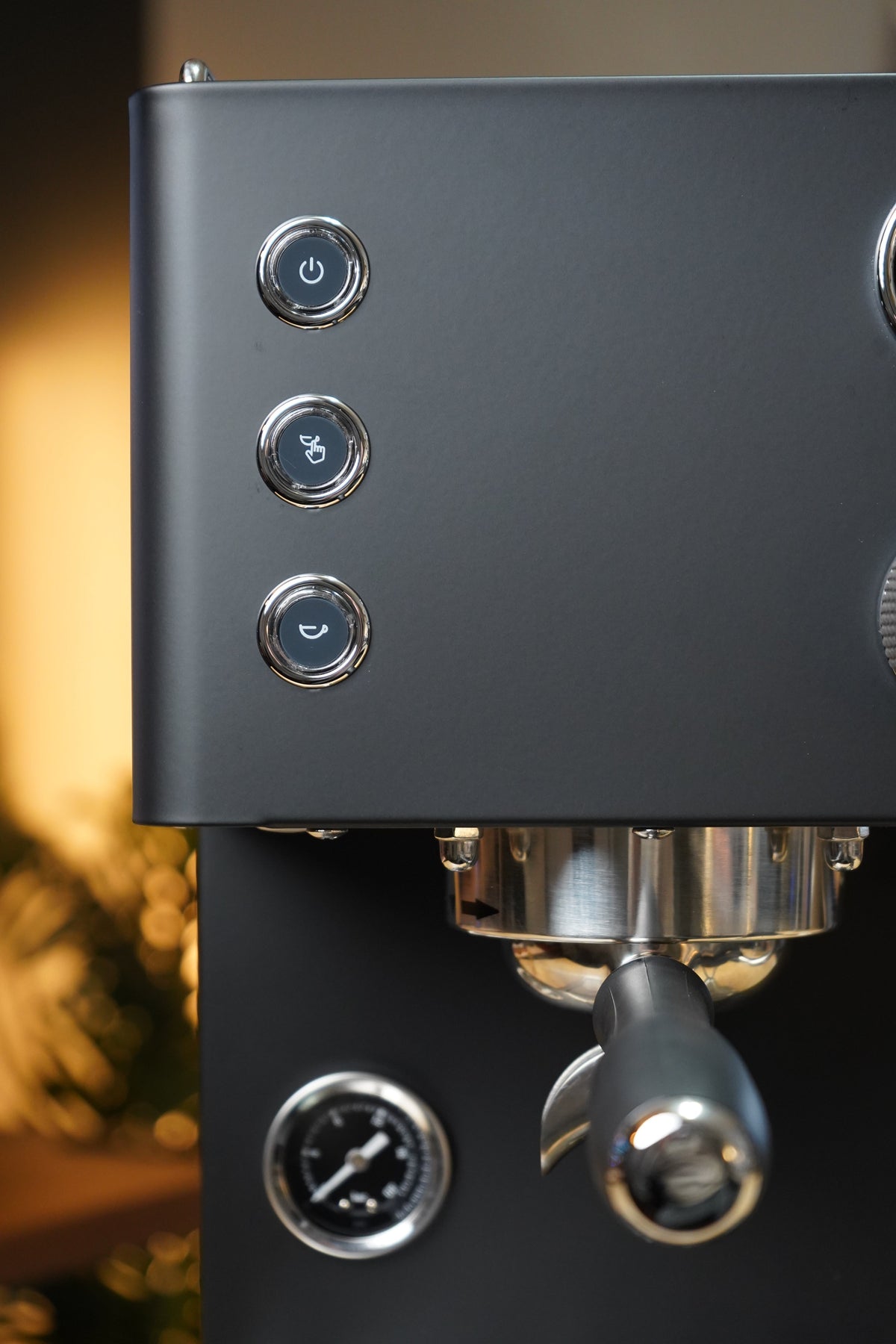Turin Legato V2 black control buttons and steam wand, for home baristas and cafes from Inheritance Coffee in Pensacola, FL