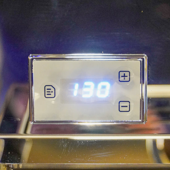 Turin Gallatin V PID temperature display reading 130, for home baristas and cafes from Inheritance Coffee in Pensacola, FL