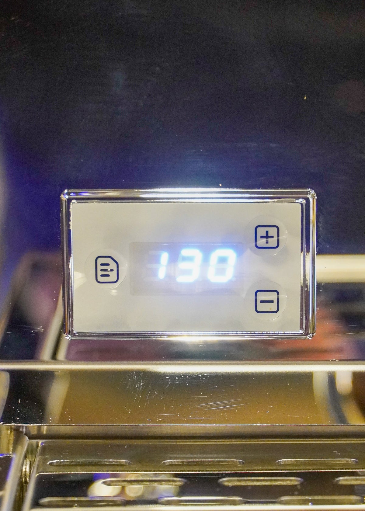 Turin Gallatin V PID temperature display reading 130, for home baristas and cafes from Inheritance Coffee in Pensacola, FL