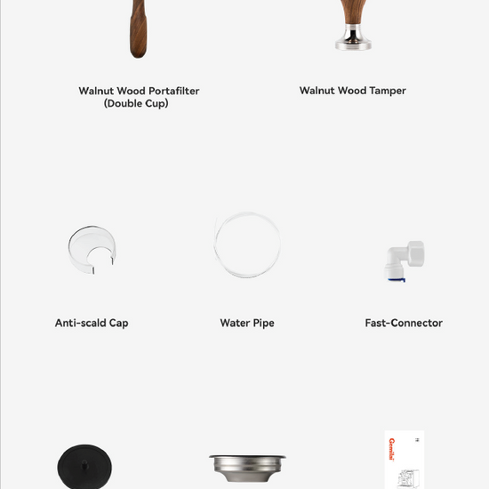 Turin Gallatin included accessories chart - equipment from Inheritance Coffee, Pensacola, FL serving cafes, churches and home brewers