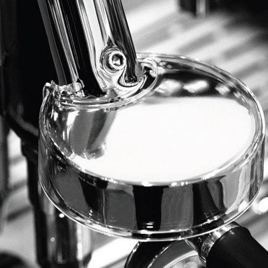Turin Gallatin group head, close view - equipment from Inheritance Coffee, Pensacola, FL serving cafes, churches and home brewers