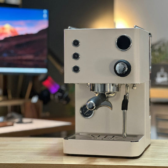 Turin Legato V2 espresso machine in cream white, from Inheritance Coffee in Pensacola, FL for home brewers and cafes