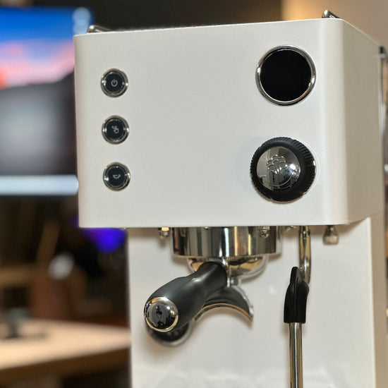 Turin Legato V2 espresso machine in cream white - equipment from Inheritance Coffee, Pensacola, FL serving cafes, churches and home brewers