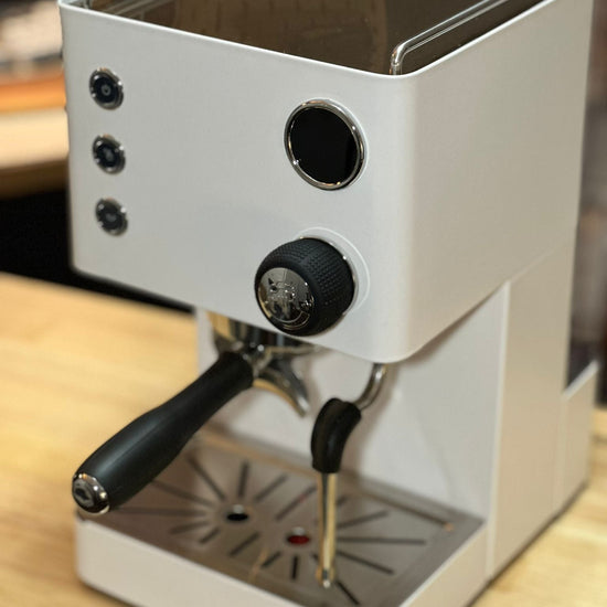 Turin Legato V2 espresso machine in cream white - equipment from Inheritance Coffee, Pensacola, FL serving cafes, churches and home brewers
