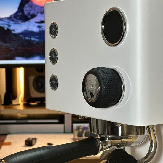 Turin Legato V2 espresso machine in cream white - equipment from Inheritance Coffee, Pensacola, FL serving cafes, churches and home brewers