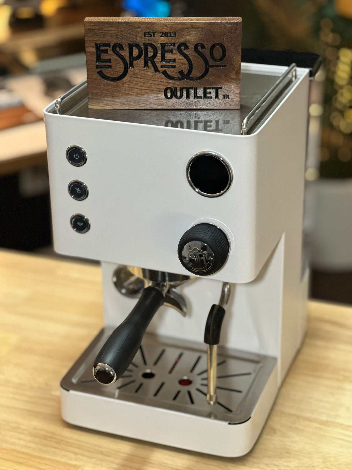 Turin Legato V2 cream espresso machine with espresso cup - equipment from Inheritance Coffee, Pensacola, FL serving cafes, churches and home brewers
