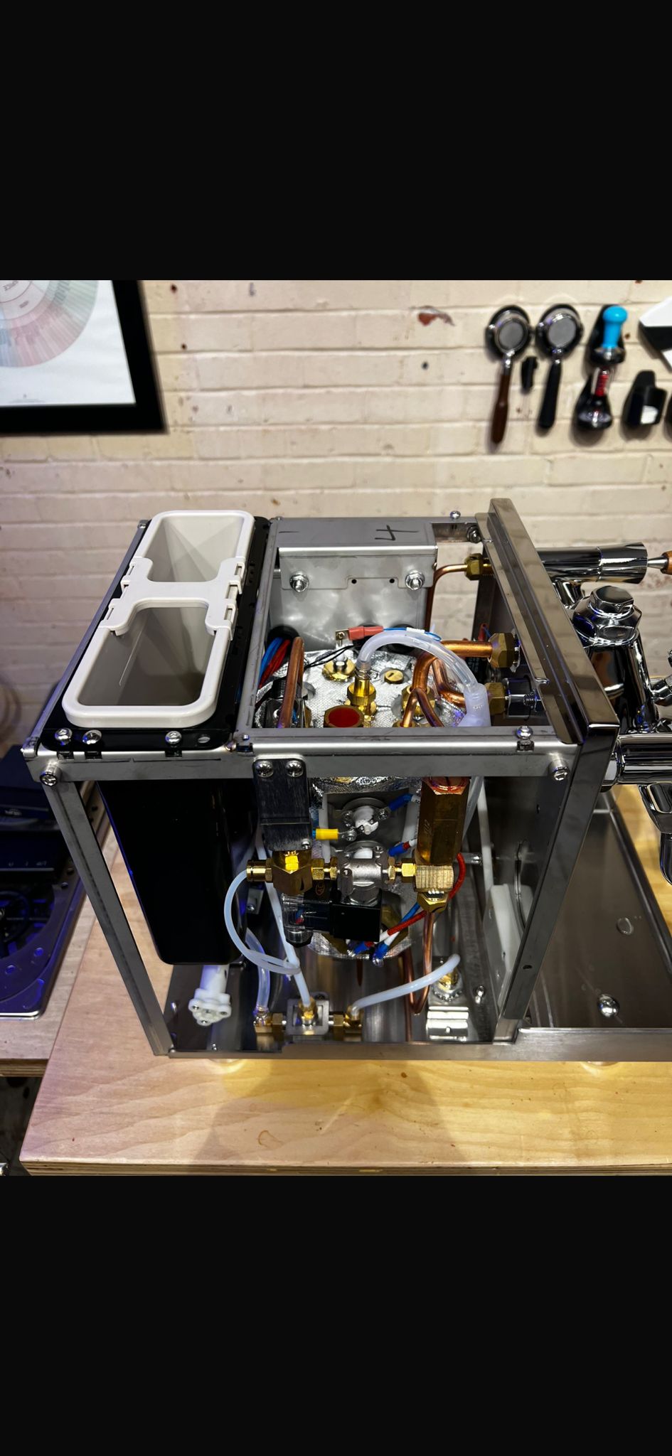 Turin Gallatin stainless espresso machine on a coffee bar - equipment from Inheritance Coffee, Pensacola, FL serving cafes, churches and home brewers